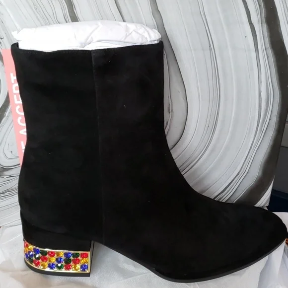 Jeffrey Campbell New OASIS Jewel HEEL Boot BLACK Suede NIB CHIC Womens πHP - Picture 9 of 17